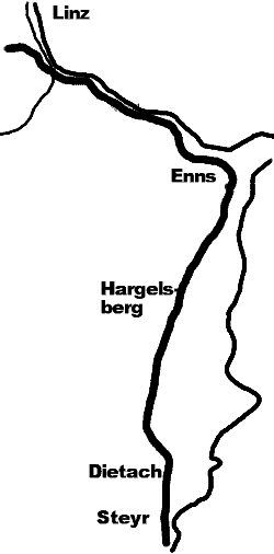 Landkarte Linz - Enns - Steyr