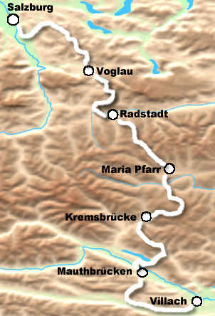 Landkarte Salzburg - Villach