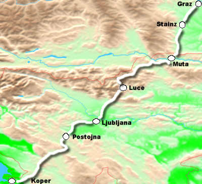 Sloweniendurchquerung Landkarte